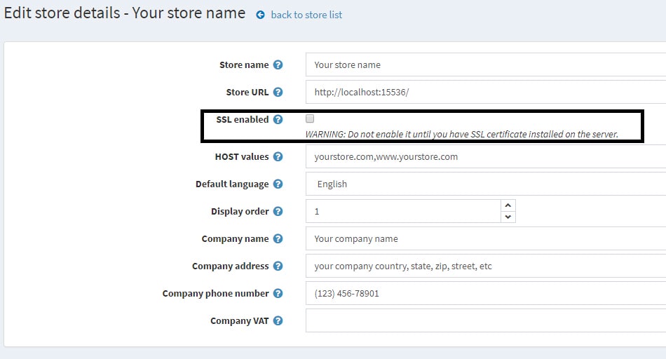 enable SSL enable SSL