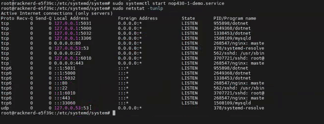 We can run another command to check which application is listening on which port