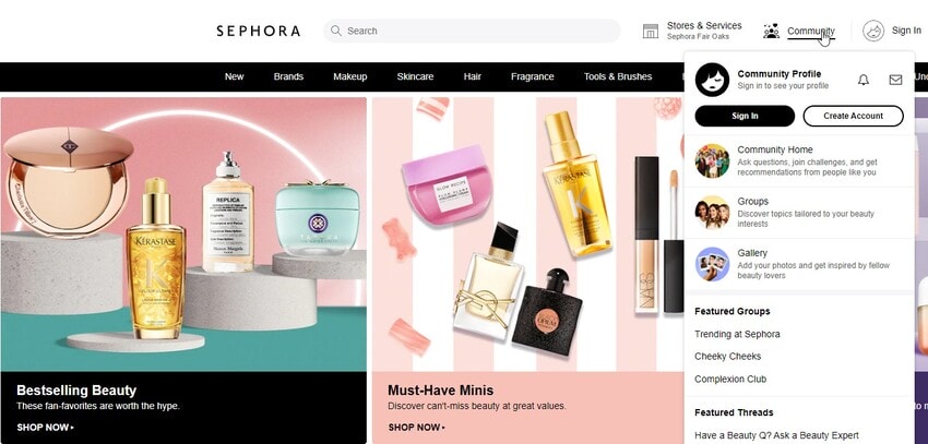 Sephora cosmetics ecommerce website