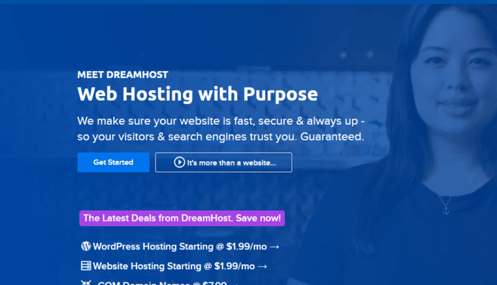 DreamHost starting page
